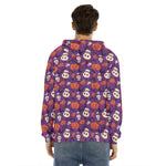 Funny Halloween Pumpkin Pattern Print Men's Velvet Pullover Hoodie
