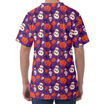 Funny Halloween Pumpkin Pattern Print Men's Velvet T-Shirt