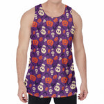 Funny Halloween Pumpkin Pattern Print Men's Velvet Tank Top