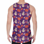 Funny Halloween Pumpkin Pattern Print Men's Velvet Tank Top
