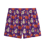 Funny Halloween Pumpkin Pattern Print Mesh Shorts