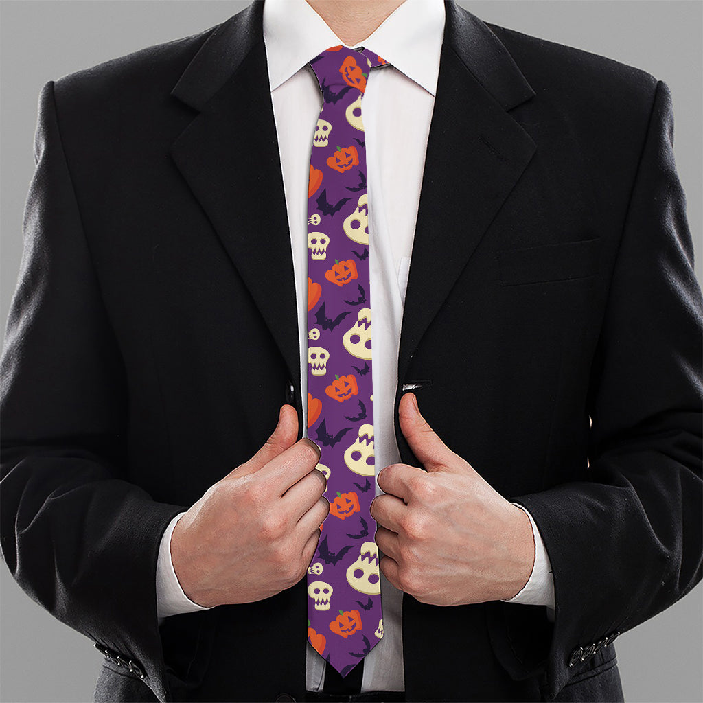 Funny Halloween Pumpkin Pattern Print Necktie