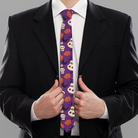 Funny Halloween Pumpkin Pattern Print Necktie