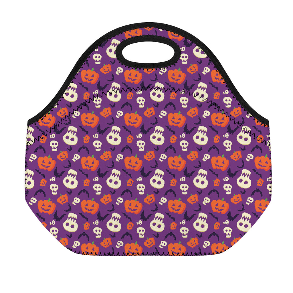 Funny Halloween Pumpkin Pattern Print Neoprene Lunch Bag