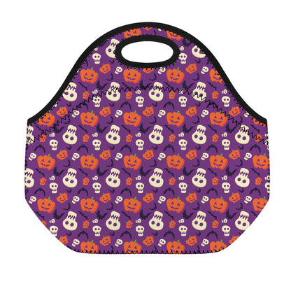 Funny Halloween Pumpkin Pattern Print Neoprene Lunch Bag