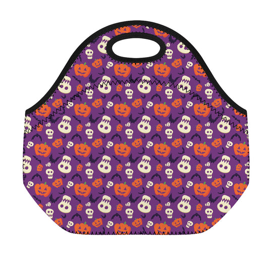 Funny Halloween Pumpkin Pattern Print Neoprene Lunch Bag