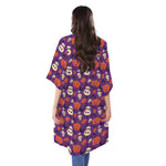 Funny Halloween Pumpkin Pattern Print Open Front Beach Cover Up