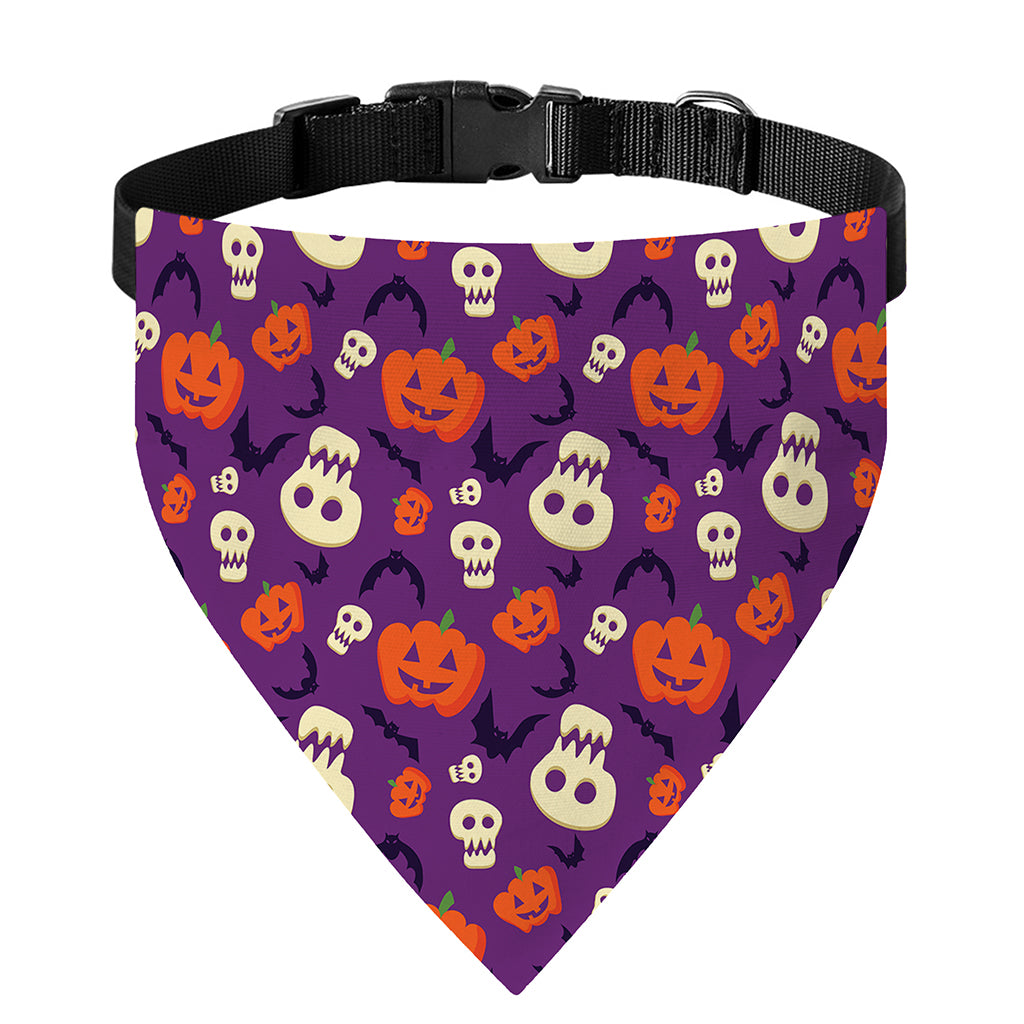 Funny Halloween Pumpkin Pattern Print Over The Collar Dog Bandana