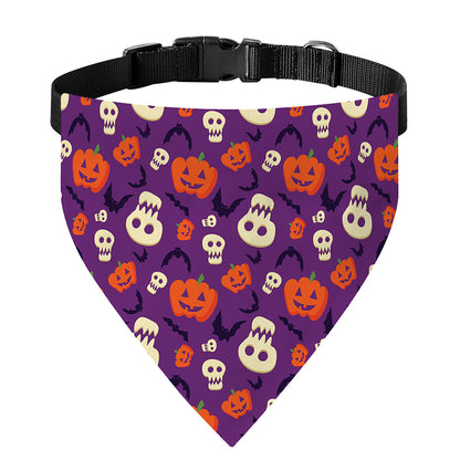 Funny Halloween Pumpkin Pattern Print Over The Collar Dog Bandana