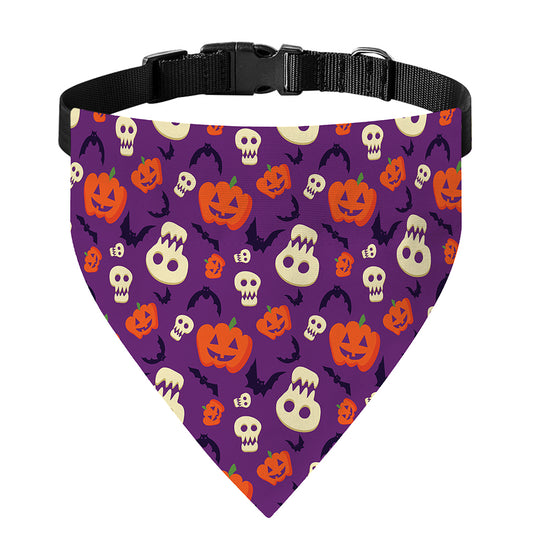 Funny Halloween Pumpkin Pattern Print Over The Collar Dog Bandana