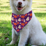 Funny Halloween Pumpkin Pattern Print Over The Collar Dog Bandana