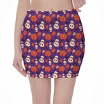 Funny Halloween Pumpkin Pattern Print Pencil Mini Skirt