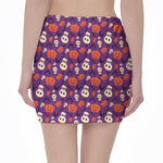 Funny Halloween Pumpkin Pattern Print Pencil Mini Skirt