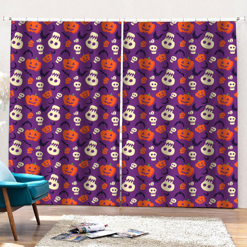 Funny Halloween Pumpkin Pattern Print Pencil Pleat Curtains