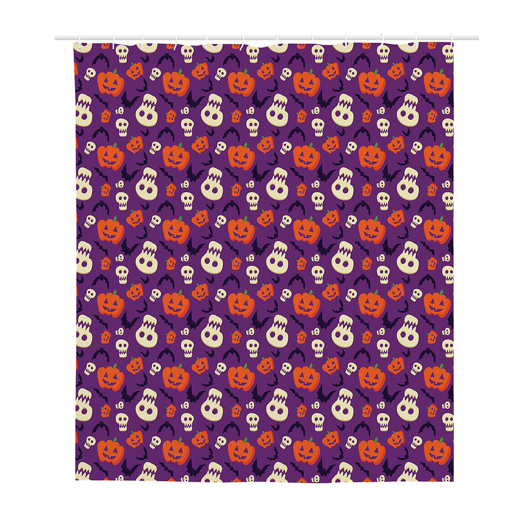 Funny Halloween Pumpkin Pattern Print Polyester Shower Curtain