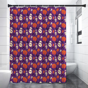 Funny Halloween Pumpkin Pattern Print Premium Shower Curtain