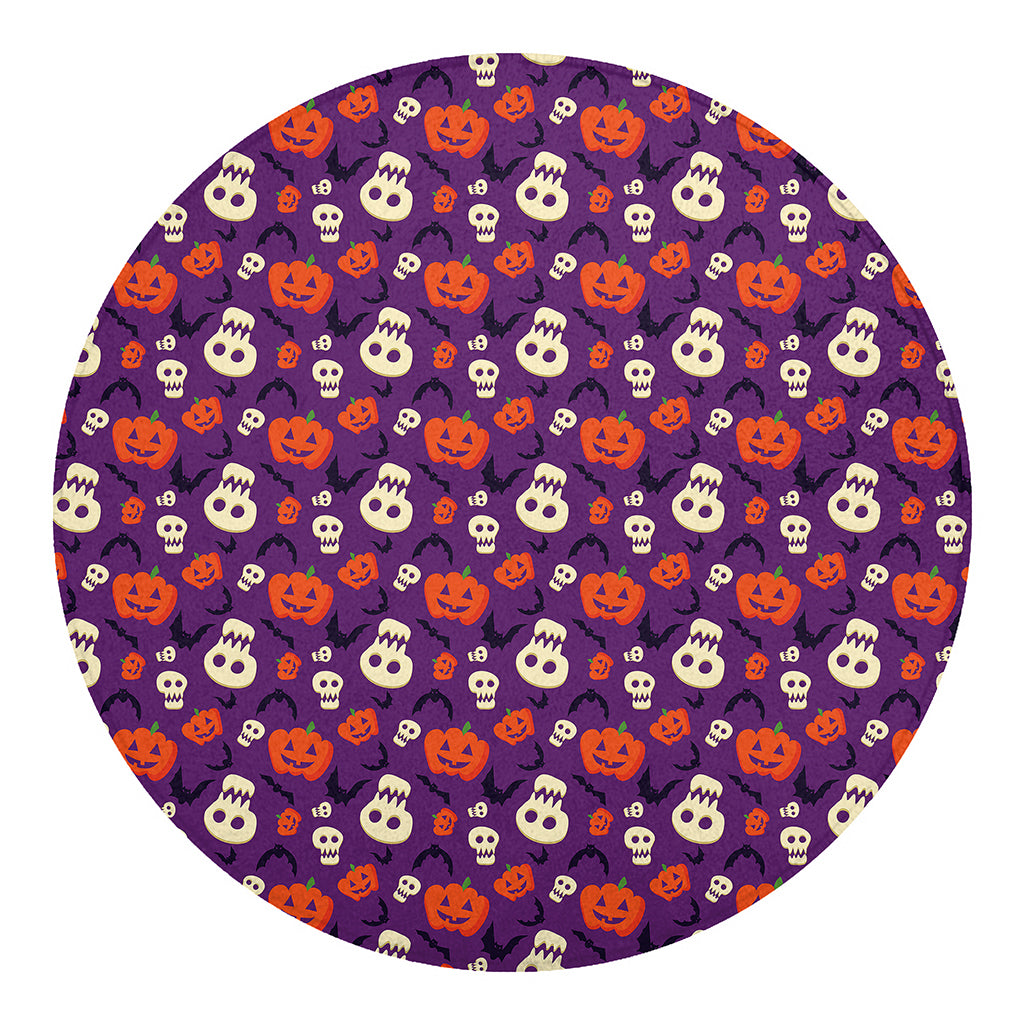 Funny Halloween Pumpkin Pattern Print Round Blanket