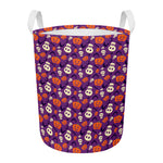 Funny Halloween Pumpkin Pattern Print Round Laundry Basket