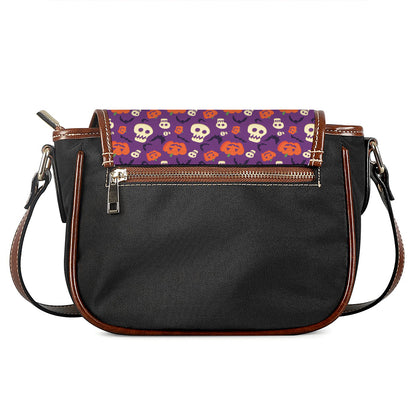 Funny Halloween Pumpkin Pattern Print Saddle Bag