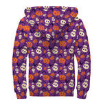 Funny Halloween Pumpkin Pattern Print Sherpa Lined Zip Up Hoodie