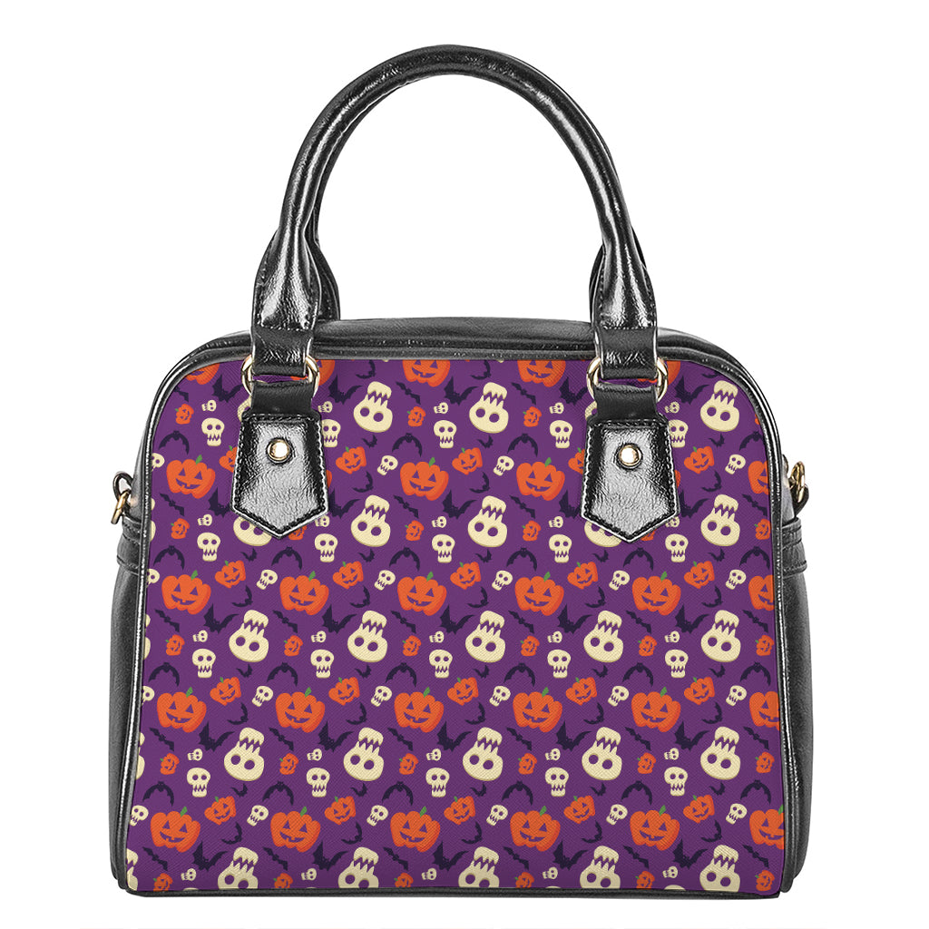 Funny Halloween Pumpkin Pattern Print Shoulder Handbag