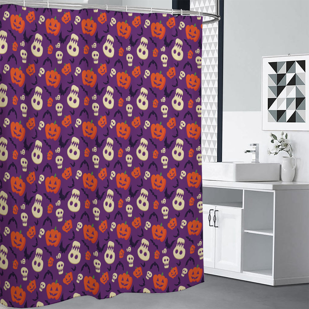 Funny Halloween Pumpkin Pattern Print Shower Curtain