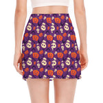 Funny Halloween Pumpkin Pattern Print Side Slit Mini Skirt