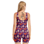 Funny Halloween Pumpkin Pattern Print Sleeveless One Piece Swimsuit