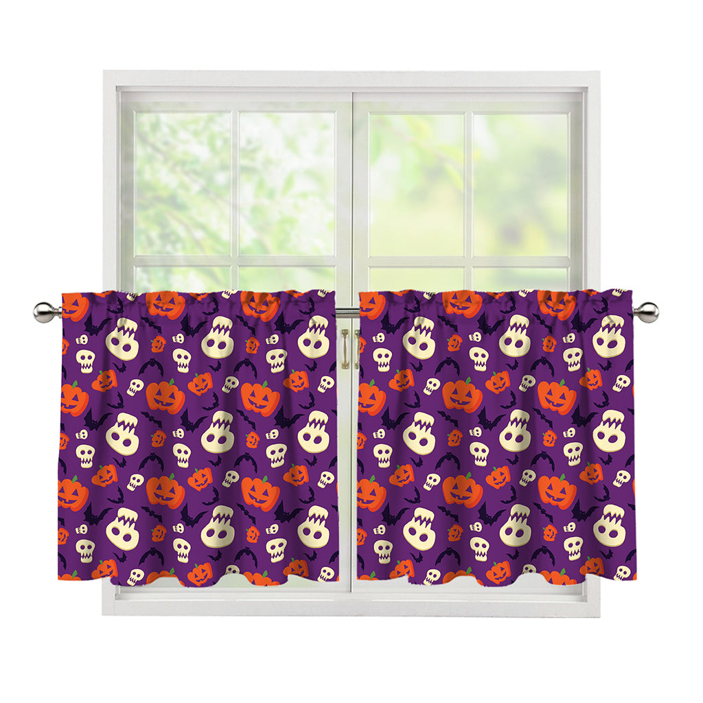 Funny Halloween Pumpkin Pattern Print Tier Curtains