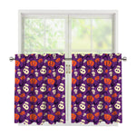 Funny Halloween Pumpkin Pattern Print Tier Curtains