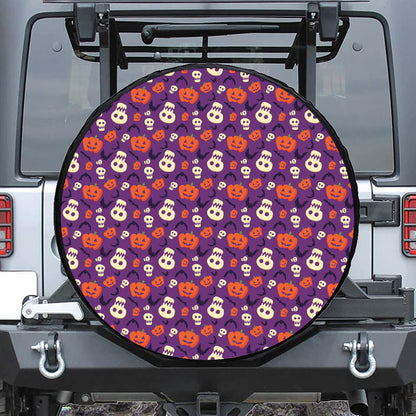 Funny Halloween Pumpkin Pattern Print Tire Cover