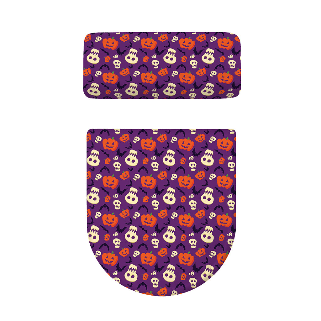 Funny Halloween Pumpkin Pattern Print Toilet Lid And Tank Cover Set