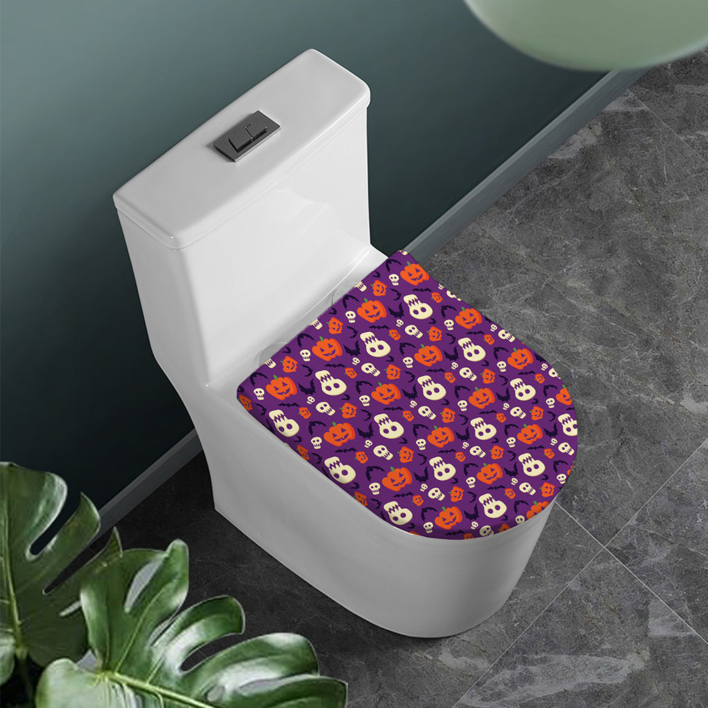 Funny Halloween Pumpkin Pattern Print Toilet Lid Cover