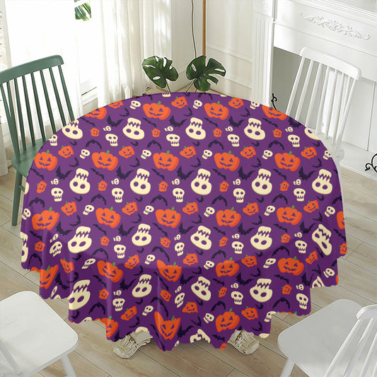 Funny Halloween Pumpkin Pattern Print Waterproof Round Tablecloth