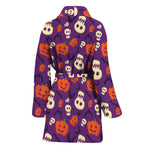 Funny Halloween Pumpkin Pattern Print Women's Bathrobe