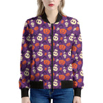 Funny Halloween Pumpkin Pattern Print Women's Bomber Jacket
