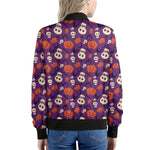 Funny Halloween Pumpkin Pattern Print Women's Bomber Jacket