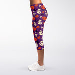 Funny Halloween Pumpkin Pattern Print Women's Capri Leggings