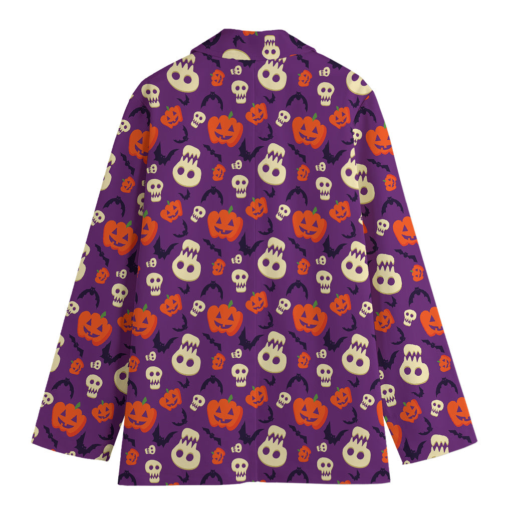 Funny Halloween Pumpkin Pattern Print Women's Cotton Blazer