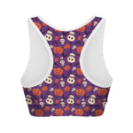 Funny Halloween Pumpkin Pattern Print Women's Sports Bra