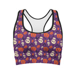Funny Halloween Pumpkin Pattern Print Women's Sports Bra