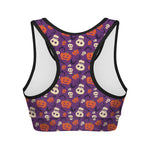 Funny Halloween Pumpkin Pattern Print Women's Sports Bra