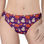 Funny Halloween Pumpkin Pattern Print Women's Thong