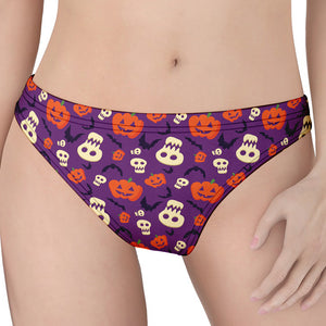 Funny Halloween Pumpkin Pattern Print Women's Thong