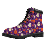 Funny Halloween Pumpkin Pattern Print Work Boots