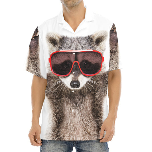 Funny Raccoon Print Aloha Shirt