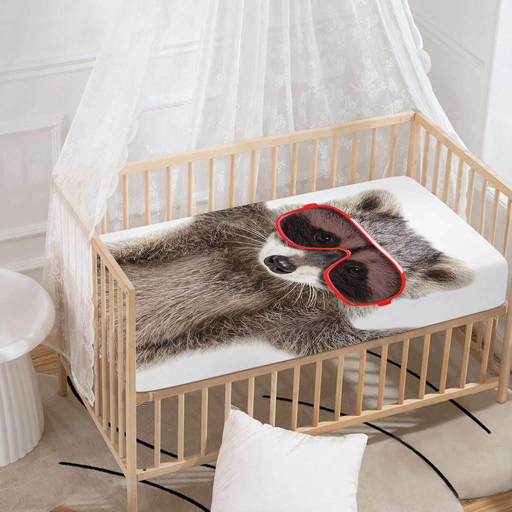 Funny Raccoon Print Baby Crib Sheet