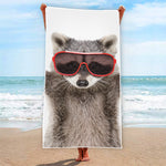 Funny Raccoon Print Beach Towel