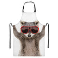 Funny Raccoon Print Bib Apron With Pocket