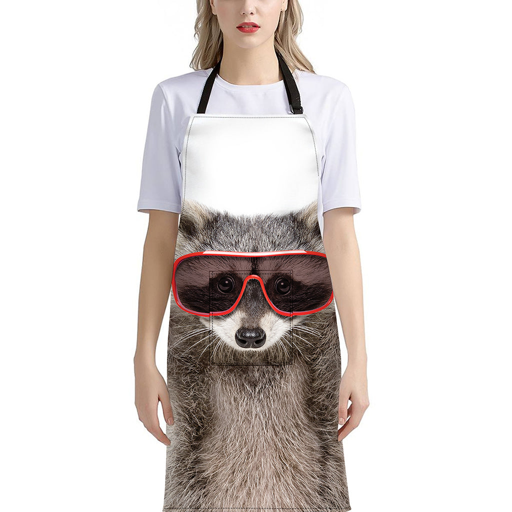 Funny Raccoon Print Bib Apron With Pocket
